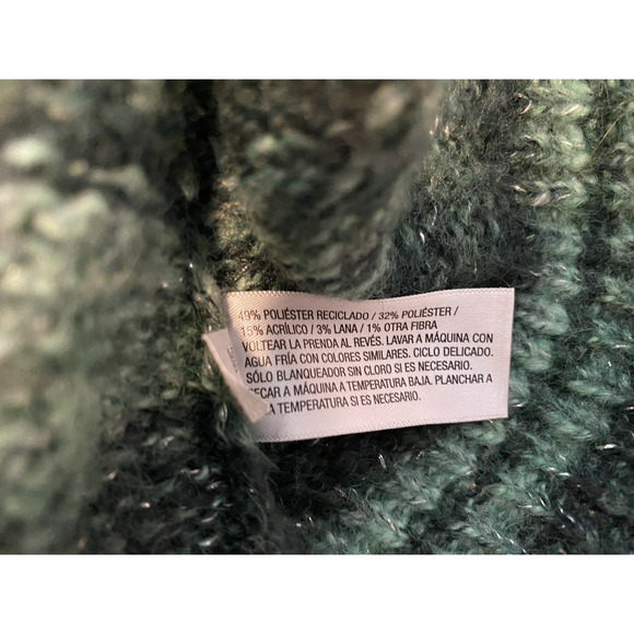 Knox Rose Womens Sweater Size 2XL Boho Green Striped Mock Neck Festival Sweater - Picture 7 of 13